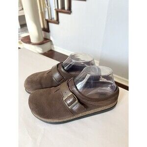 BASS Delyse Womens Size 7 Brown Suede Leather Mules Shoes Sandals Slippers